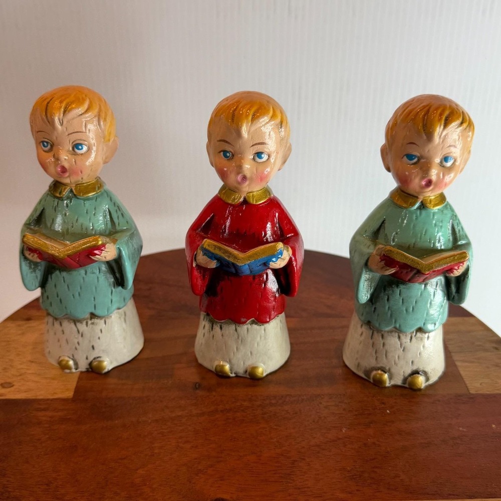 Vintage 1950s Choir Boys‎ Set of 3 Chalkware Figurines Japan Christmas Holiday
